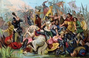 Batalla de las Espuelas de Oro (1302), c.1900 (ilustración) de Unbekannter Künstler