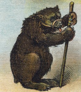 Oso. Grabado en "Alfabeto de mi pequeña hija". Bernardin-Bechet y Fils, libreros-editores, París, alrededor de 1895. Álbum irrompible en lienzo. Biblioteca de Bebés. 12 páginas. Álbum que contiene un método de lectura y un abecedario ilustrado de Unbekannt