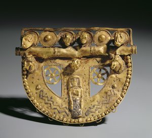 Hebilla de cinturón con decoración granulada, período orientalizante, c.700 a.C. (oro) de Unbekannt