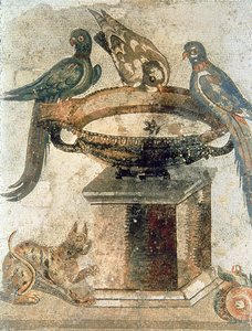 Pájaros y un gato emboscado, de Pompeya