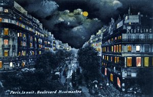 Boulevard Montmartre de noche, París, c. 1900. de Unbekannter Künstler