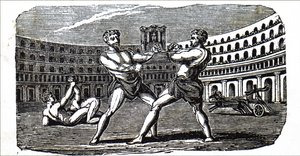 Boxeadores en el Coliseo en la Antigua Roma de Unbekannt