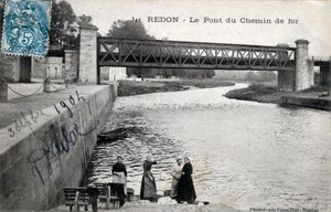 Bretaña, Ille et Vilaine (35), Redon: el puente ferroviario - Postal fechada en 1904