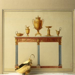 Bufé y servicio de té en una acuarela del arquitecto Charles Percier