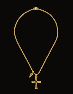 Cruz bizantina de oro y vidrio, c. siglo V-VII