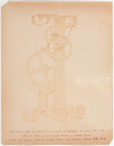 RELOJES, Dibujo general de la propuesta de aplicación del péndulo de Galileo, c. 1642 de Unbekannt