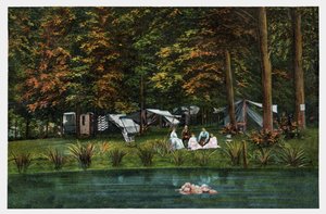Camping en EE.UU., c.1910 (impresión) de Unbekannter Künstler