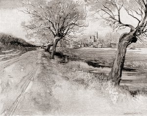 Catedral de Canterbury, desde el suroeste, al atardecer, de The Century Magazine, publicado en 1887 de Unbekannt
