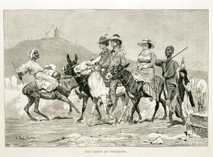 Caricatura de turistas occidentales en Egipto - Ilustración del Atlas de Egipto de Unknown