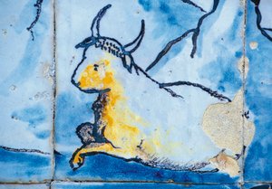 Ganado, azulejos, Palacio de los Marqueses de Fronteira, Lisboa, Portugal (detalle)