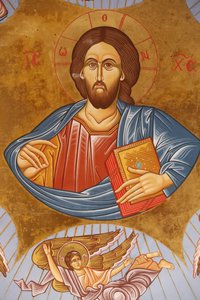 Fresco en el techo de la iglesia ortodoxa de Pedoulas. Cristo Pantocrátor, Pedoulas, Chipre de Unbekannt