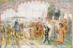Azulejos de cerámica en la Plaza de España que representan al rey Boabdil (mosaico) de Unbekannter Künstler