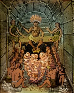 El jefe Powhatan da la bienvenida a John Smith