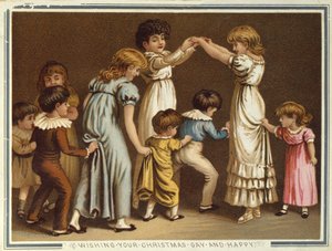 Niños jugando a Naranjas y Limones, postal victoriana de Navidad y Año Nuevo de Unbekannter Künstler