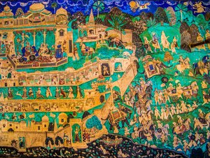 Patio de Chittra Shala con virtuosas pinturas finas, Fuerte de Taragarh, Bundi, Bundi, Rajastán, India, Asia (foto) de Unbekannter Künstler