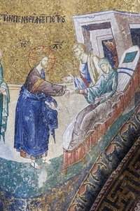 Cristo cura a la suegra de Pedro, mosaico de la iglesia de Cora, Estambul, Turquía de Unbekannter Künstler