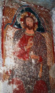 Cristo el Maestro, fresco en la cripta, Santuario de María de las Escaleras (siglo XVIII), Massafra, Puglia, Italia