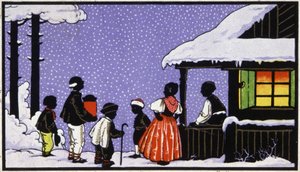 Fiesta de Navidad en un pueblo de Austria, c.1910 (tarjeta postal) de Unbekannter Künstler