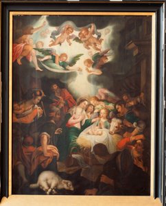 Iglesia (Basilique Notre-Dame de Tongre). Interior. Triptich. El nacimiento.