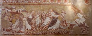 Iglesia (Église Saint-Martin). Interior. Pinturas murales (fresco). Pared norte del coro. (detalle)