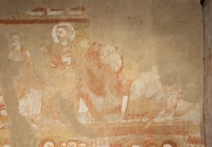 Iglesia (Église Saint-Martin). Interior. Pinturas murales (fresco). Pared oeste de la nave. Detalle. Apóstoles. Siglo XII de Unbekannt