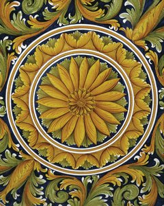 Primer plano de una mesa, Caltagirone, Italia de William M. Timlin