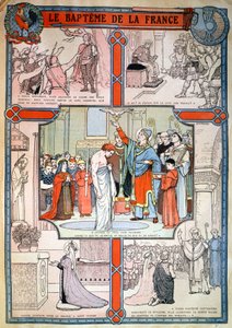 Bautizo de Clodoveo por San Remi en Reims, hacia 1930 (grabado) de Unbekannter Künstler