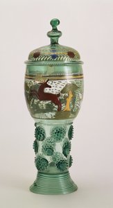 Copa cubierta, decorada con una escena de caza, probablemente de Hessen de Unbekannt