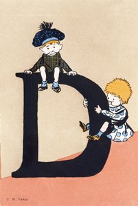D como dos, descender - Alfabeto infantil. C. M. editor, París. Tarjetas postales pintadas a mano, franqueadas en 1904. Dimensiones: 14 x 9 cm de Unbekannt