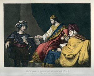 David entrega una carta a Urías - Biblia de Unbekannter Künstler