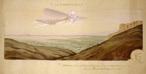 Debut de la aviación: John Moisant realiza el primer transporte de pasajeros sobre el Canal de la Mancha llevando a su mecánico en su avión Bleriot biplaza el 17 de agosto de 1910 de Unbekannt