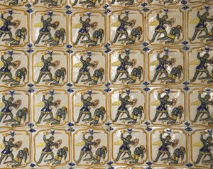 Detalle de una pared de azulejos