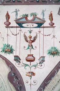 (detalle) del techo del Salón de Grotescos (siglo XVI), Castillo Della Manta, Manta (Cuneo), Piamonte, Italia