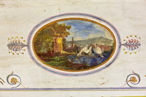 Detalle de la decoración con cisnes, Salón Rojo, Apartamento Real, Palacio Real o Palacio de los Normandos, Palermo, Sicilia, Italia (foto)
