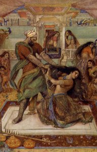 Draupadi arrastrada de su cámara por Duhsasana de Unbekannter Künstler