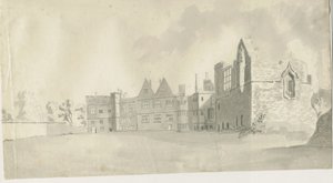 Castillo de Dudley - La Torre del Homenaje: dibujo en sepia, s.f. [c. 1790] de Unbekannt