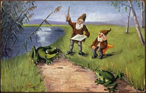 Enanos y ranas, c.1910 (Tarjeta postal) de Unbekannter Künstler