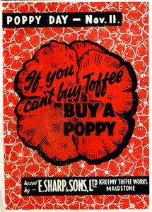 Anuncio de Toffee de E.Sharp and son con amapola de recuerdo, c.1942 de Unbekannt