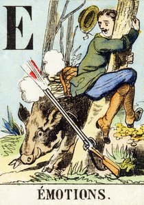 E: Emociones - El Alfabeto de la Caza, c.1890 (grabado) de Unbekannt