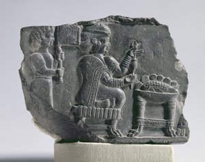 Mujer elamita hilando, período neo-elamita, c.700-600 a.C. (betún) de Unbekannt