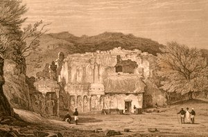 Cuevas de Elora, Maharashtra, India (grabado) de Unbekannter Künstler