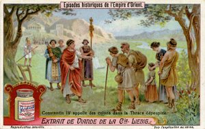Emperador Constantino IV y colonos
