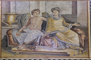 Eros y Psique, mosaico de Zeugma, Museo del Mosaico de Zeugma, Gaziantep, Región de Anatolia del Sureste, Anatolia, Turquía, Asia de Unbekannter Künstler
