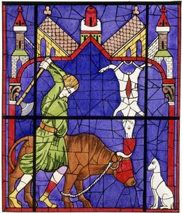 Facsímil de una vidriera de la catedral de Notre-Dame de Chartres que representa a un carnicero de Unbekannter Künstler