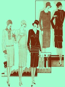 Moda: vestidos en la primavera de 1928 de Unbekannter Künstler