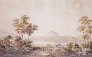 Figuras acercándose a la ciudad de Atenas, Grecia, c.1800 de Unbekannt