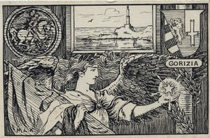 Primera Guerra Mundial (1914-1918): Postal patriótica italiana para la adhesión de Gorizia a Italia de Unbekannter Künstler