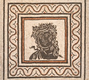 Mosaico de suelo con la imagen de una estación en el centro, siglo III d.C., museo nacional de Roma (museo nazionale romano), Roma, Italia. de Unbekannter Künstler