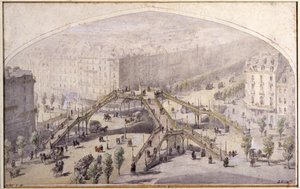 Pasarela en París, c.1880 (dibujo) de Unbekannter Künstler