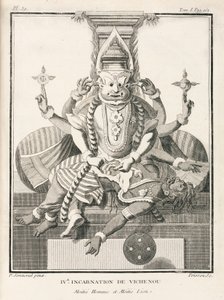 Cuarta encarnación de Vishnu, mitad hombre y mitad león de Unbekannt